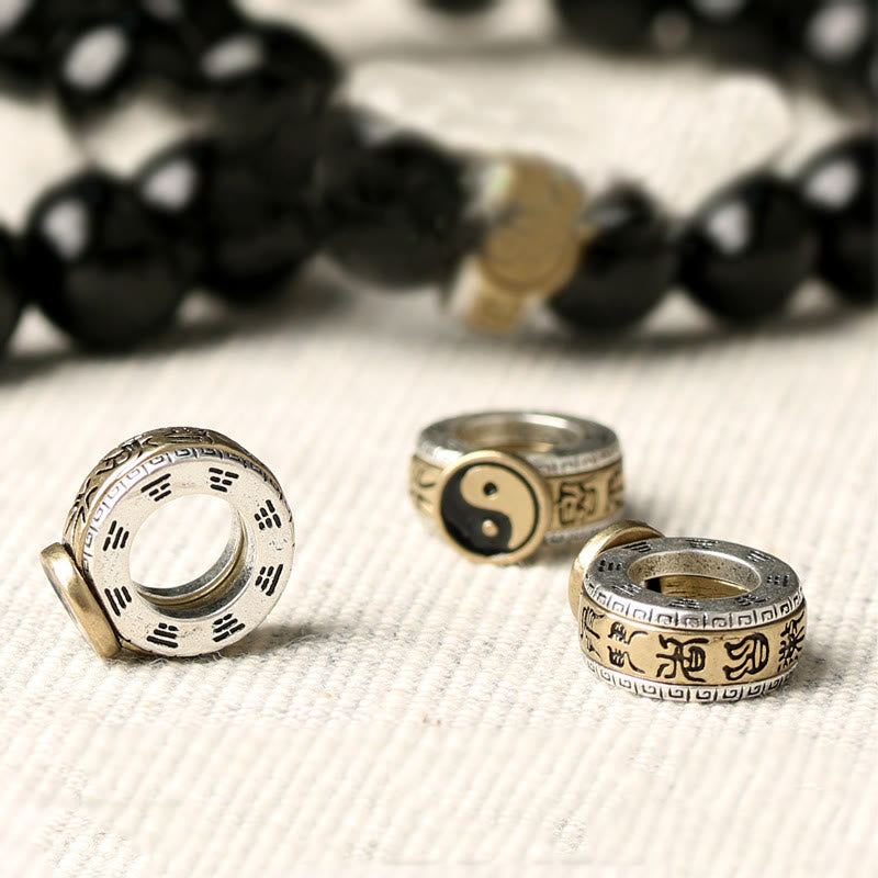 Bracelet d'accomplissement du mantra Yin Yang à neuf caractères en obsidienne noire et Buddha Stones