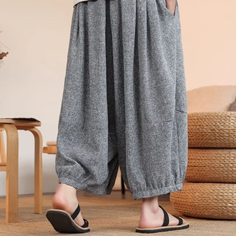 Pantalon sarouel court à la cheville pour homme, avec poches et broderies de personnages d'été, motif Buddha Stones