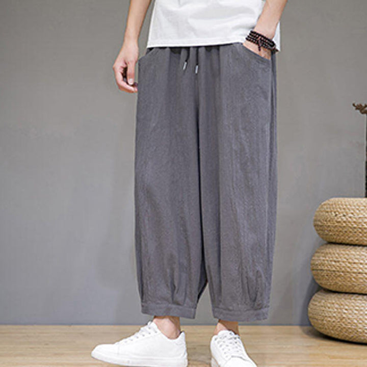 Pantalon sarouel court en coton simple Buddha Stones pour homme avec poches - image 7