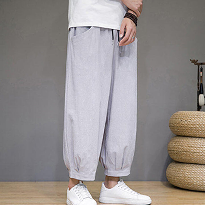Pantalon sarouel court en coton simple Buddha Stones pour homme avec poches - image 16