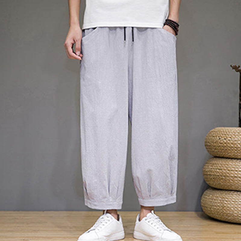 Pantalon sarouel court en coton simple Buddha Stones pour homme avec poches - image 11