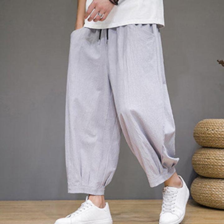 Pantalon sarouel court en coton simple Buddha Stones pour homme avec poches - image 15