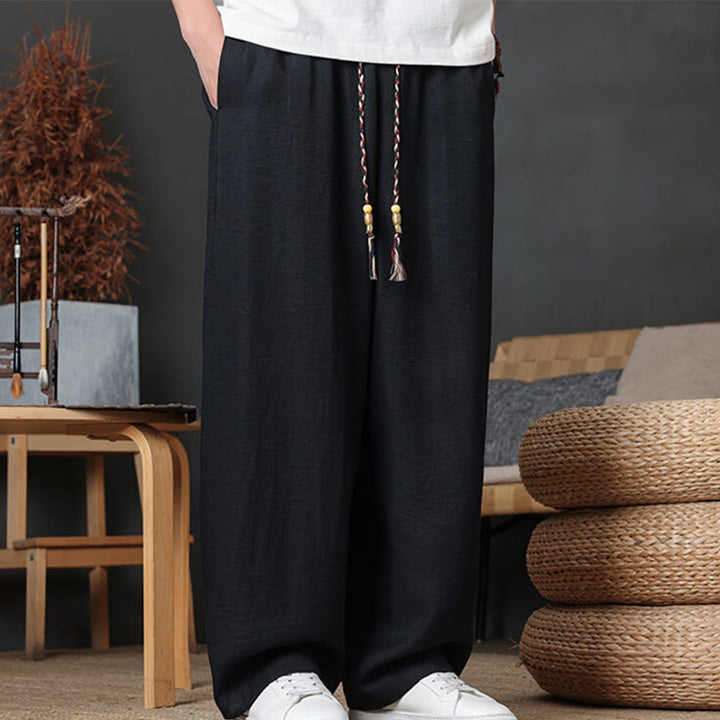 Pantalon décontracté uni avec cordon de serrage et poches pour homme Motif Buddha Stones - Noir - US/UK/AU46，EU56 (5XL) - image 31
