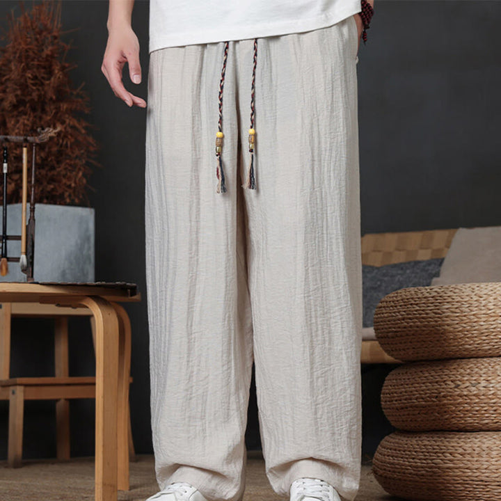 Pantalon décontracté uni avec cordon de serrage et poches pour homme Motif Buddha Stones - Lin - US/UK/AU46，EU56 (5XL) - image 11