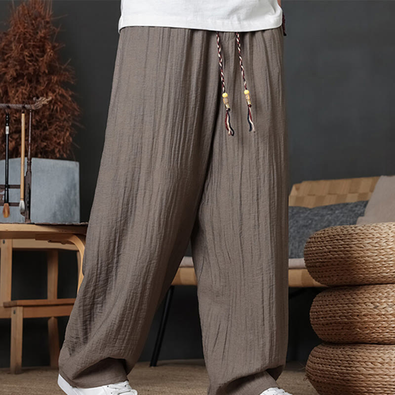 Pantalon décontracté uni avec cordon de serrage et poches pour homme Motif Buddha Stones - Tanné - US/UK/AU46，EU56 (5XL) - image 0