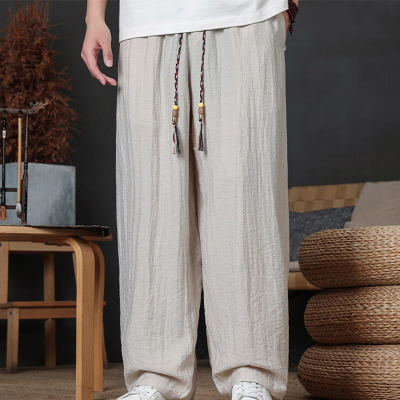 Pantalon décontracté uni avec cordon de serrage et poches pour homme Motif Buddha Stones - Lin - US/UK/AU46，EU56 (5XL) - image 11