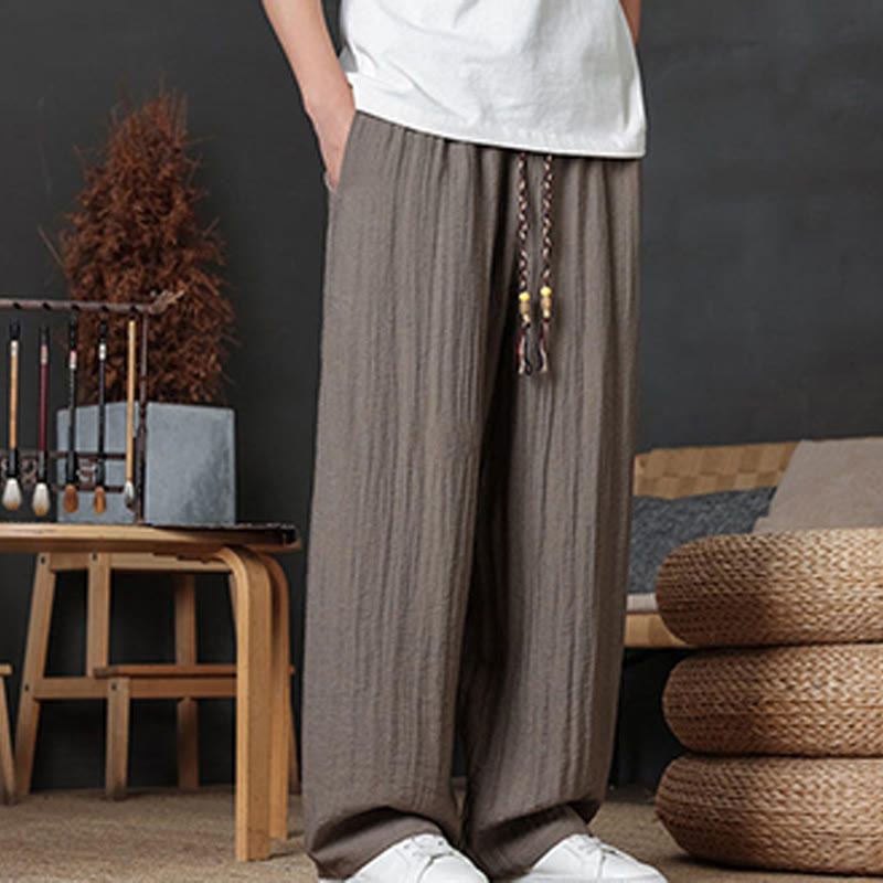 Pantalon décontracté uni avec cordon de serrage et poches pour homme Motif Buddha Stones - image 6