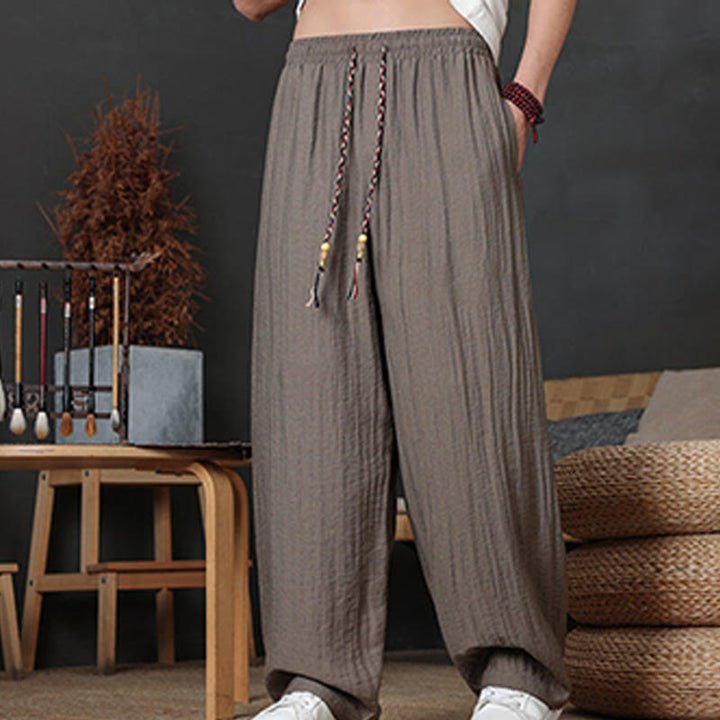 Pantalon décontracté uni avec cordon de serrage et poches pour homme Motif Buddha Stones - image 8