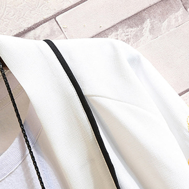 Veste kimono ouverte pour homme, broderie de Buddha Stones, dragon, phénix, nuage de bon augure, vagues, feuilles, grues