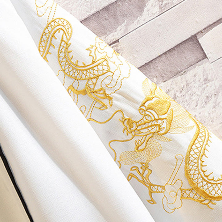 Veste kimono ouverte pour homme, broderie de Buddha Stones, dragon, phénix, nuage de bon augure, vagues, feuilles, grues