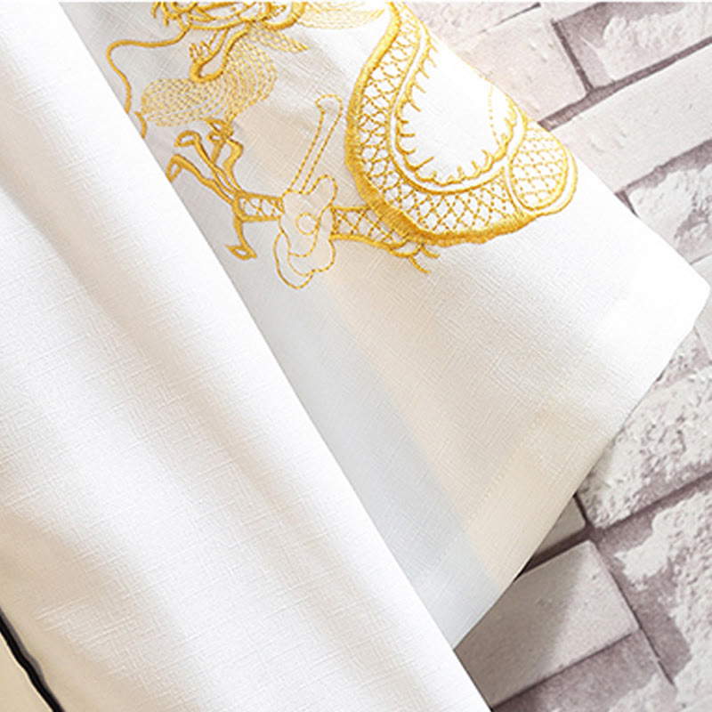 Veste kimono ouverte pour homme, broderie de Buddha Stones, dragon, phénix, nuage de bon augure, vagues, feuilles, grues - image 32