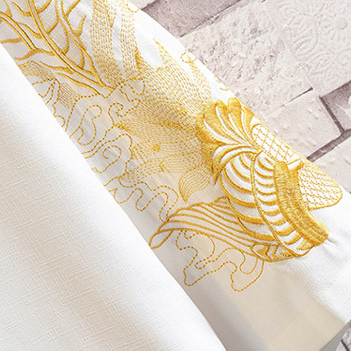 Veste kimono ouverte pour homme, broderie de Buddha Stones, dragon, phénix, nuage de bon augure, vagues, feuilles, grues - image 24