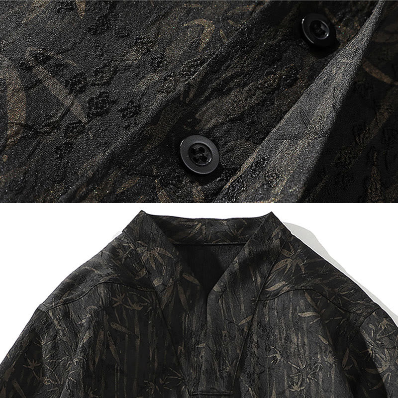 Chemise homme en lin à manches mi-longues et jacquard de bambou doré Buddha Stones Summer - image 3