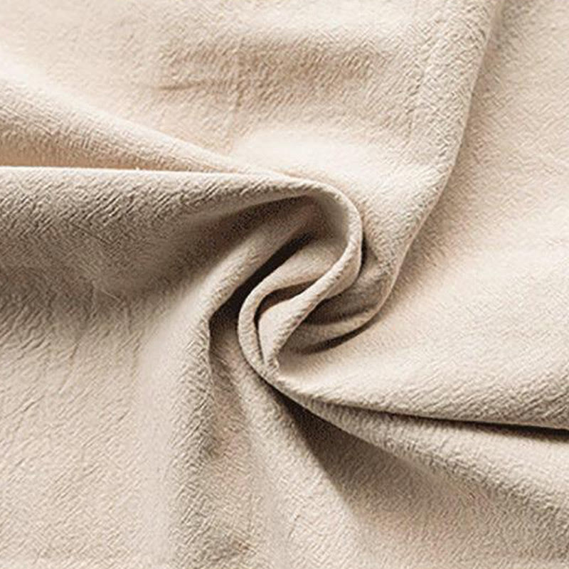 Chemise en lin à manches mi-longues et poches pour homme, motif Buddha Stones , couleur unie, avec boutons grenouille - image 1