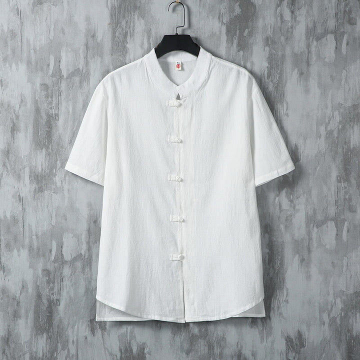 Chemise d'été en coton à manches courtes pour homme, motif Buddha Stones, motif grenouille et boutons - Blanc - US/UK/AU46，EU56 (5XL) - image 2
