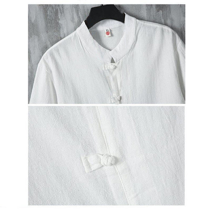Chemise d'été en coton à manches courtes pour homme, motif Buddha Stones, motif grenouille et boutons - image 5