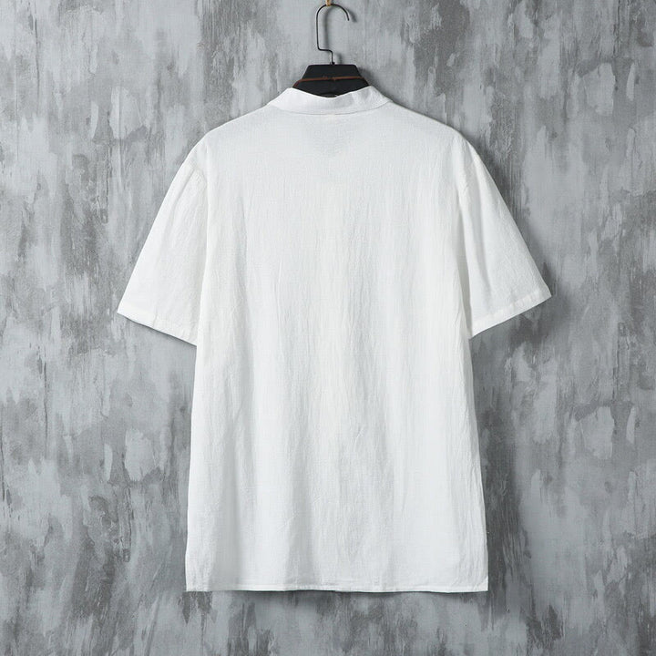 Chemise d'été en coton à manches courtes pour homme, motif Buddha Stones, motif grenouille et boutons - image 3