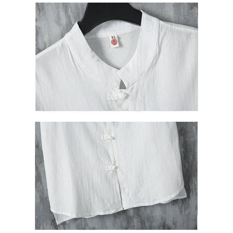 Chemise d'été en coton à manches courtes pour homme, motif Buddha Stones, motif grenouille et boutons - image 4