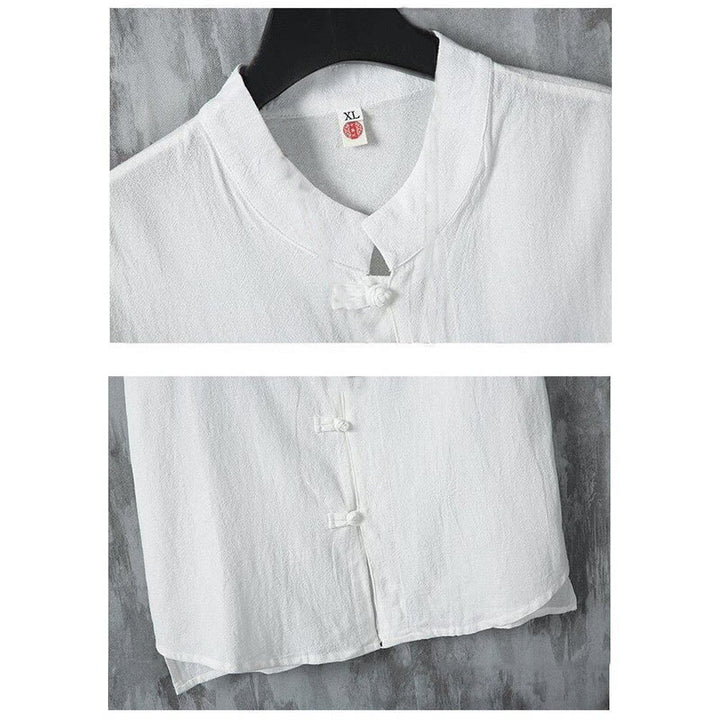 Chemise d'été en coton à manches courtes pour homme, motif Buddha Stones, motif grenouille et boutons - image 4