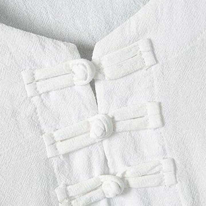 Chemise d'été en lin pour homme, manches mi-longues, motif feuilles de bambou jaune, motif Buddha Stones