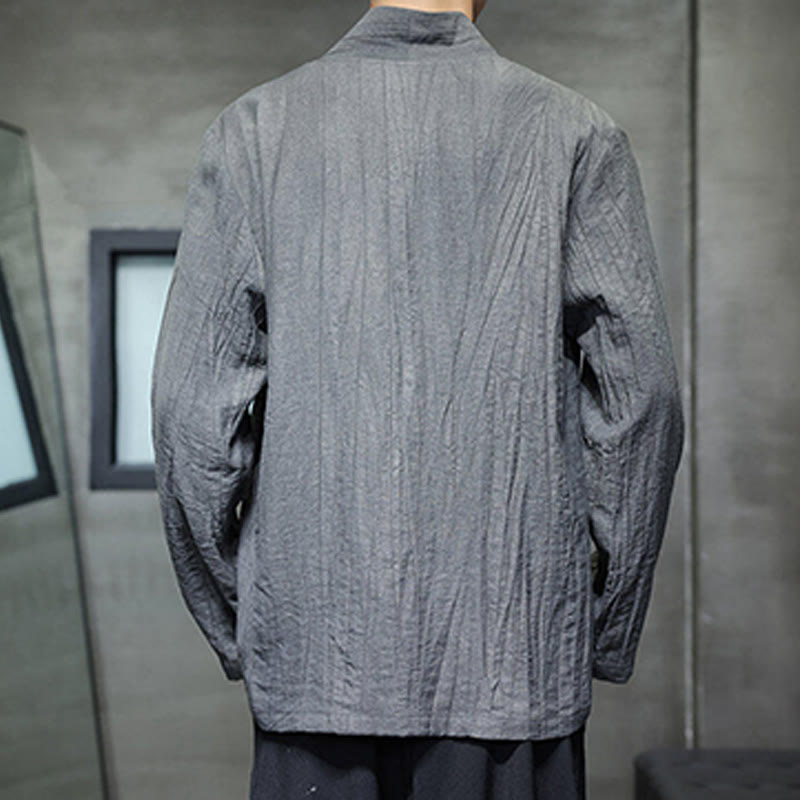 Chemise en lin à manches longues et col en V pour homme Motif Buddha Stones - image 2