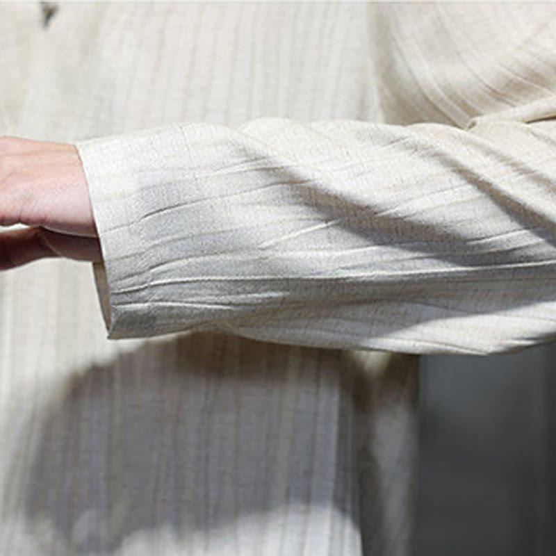 Chemise en lin à manches longues et col en V pour homme Motif Buddha Stones - image 20