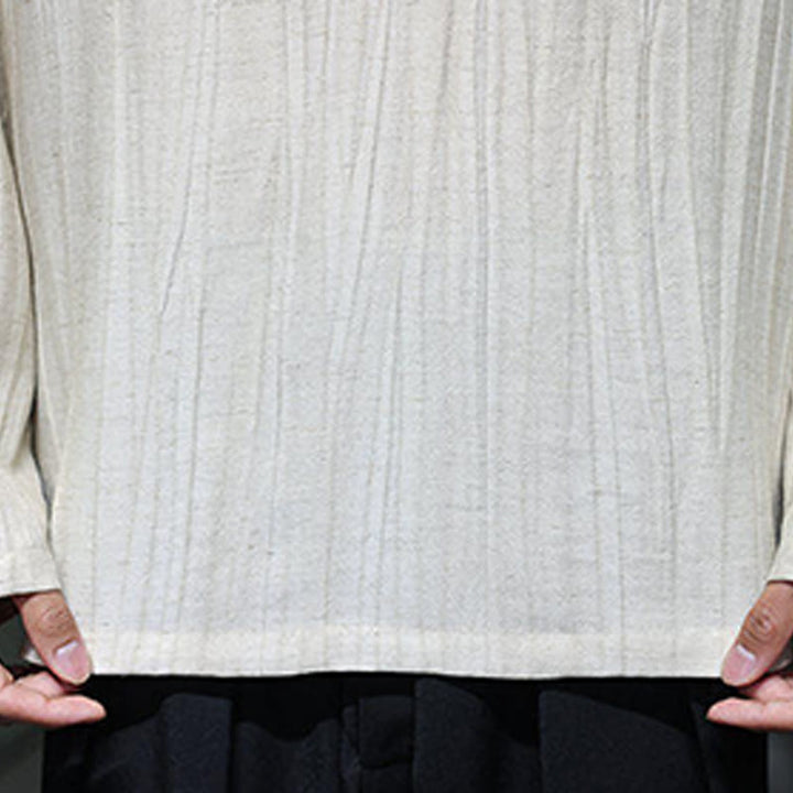 Chemise en lin à manches longues et col en V pour homme Motif Buddha Stones - image 19