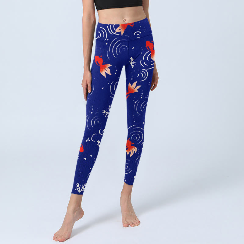 Leggings de sport imprimés Buddha Stones, poissons rouges et ondulations d'eau, pantalons de yoga pour femmes - image 6