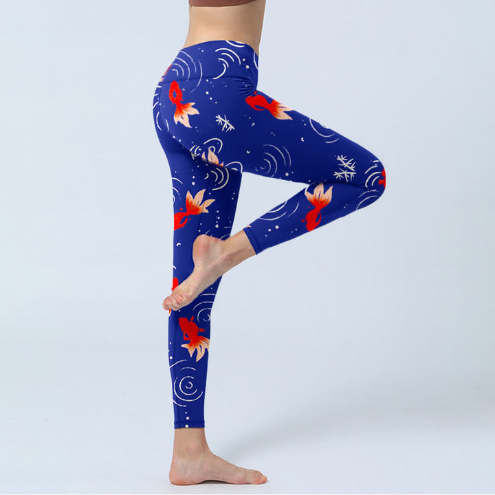 Leggings de sport imprimés Buddha Stones, poissons rouges et ondulations d'eau, pantalons de yoga pour femmes - image 5