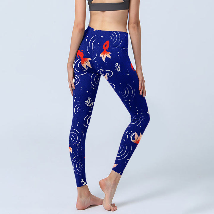 Leggings de sport imprimés Buddha Stones, poissons rouges et ondulations d'eau, pantalons de yoga pour femmes - image 4