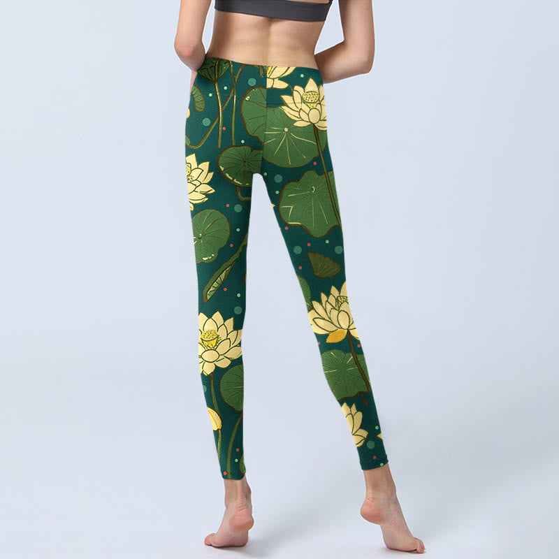 Leggings de sport imprimés Buddha Stones , fleurs de lotus en fleurs, feuilles de lotus, pantalons de yoga pour femmes - image 7