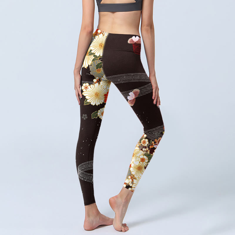 Leggings de sport à imprimé floral et papillon Buddha Stones pour femme - image 4