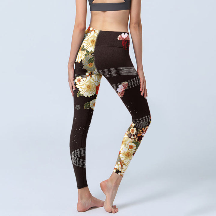 Leggings de sport à imprimé floral et papillon Buddha Stones pour femme - image 4