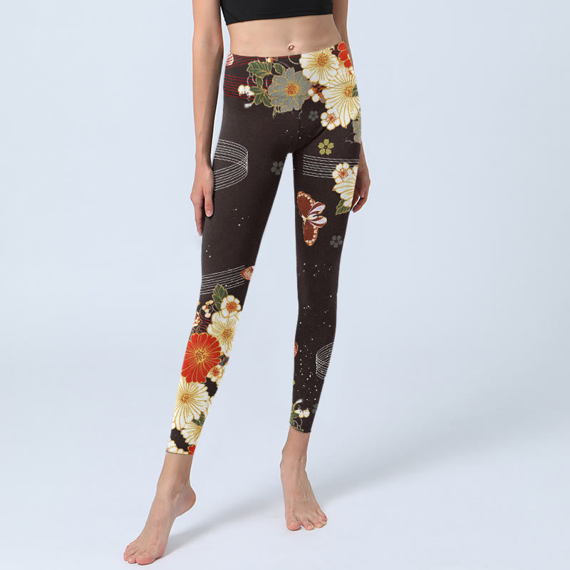 Leggings de sport à imprimé floral et papillon Buddha Stones pour femme - image 5