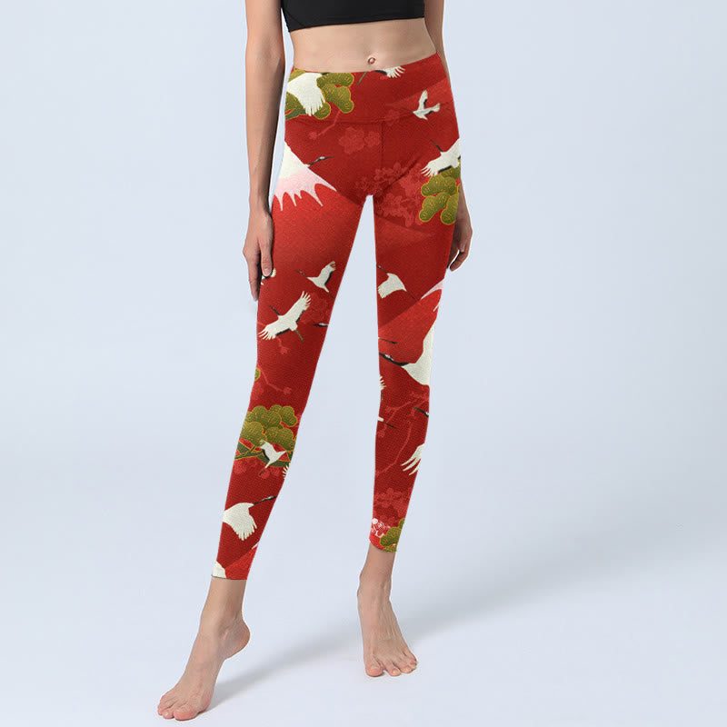 Leggings de sport imprimés Buddha Stones Crane Mount Fuji Pine Tree pour femmes - image 5