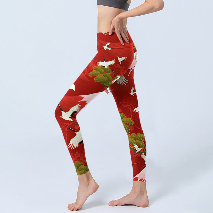 Leggings de sport imprimés Buddha Stones Crane Mount Fuji Pine Tree pour femmes - image 3