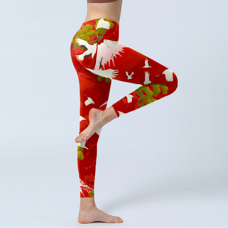 Leggings de sport imprimés Buddha Stones Crane Mount Fuji Pine Tree pour femmes - image 5
