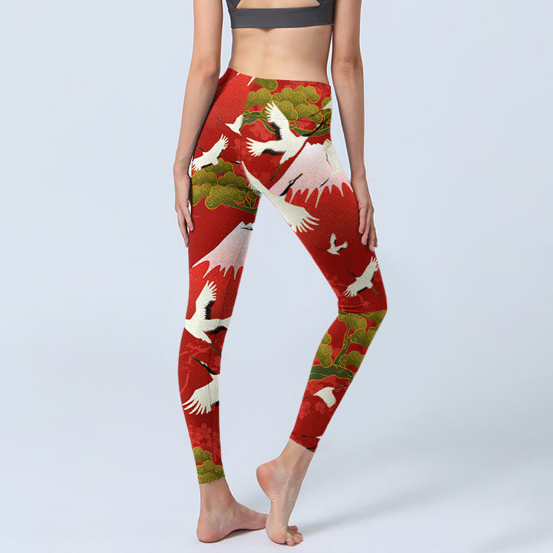 Leggings de sport imprimés Buddha Stones Crane Mount Fuji Pine Tree pour femmes - image 4