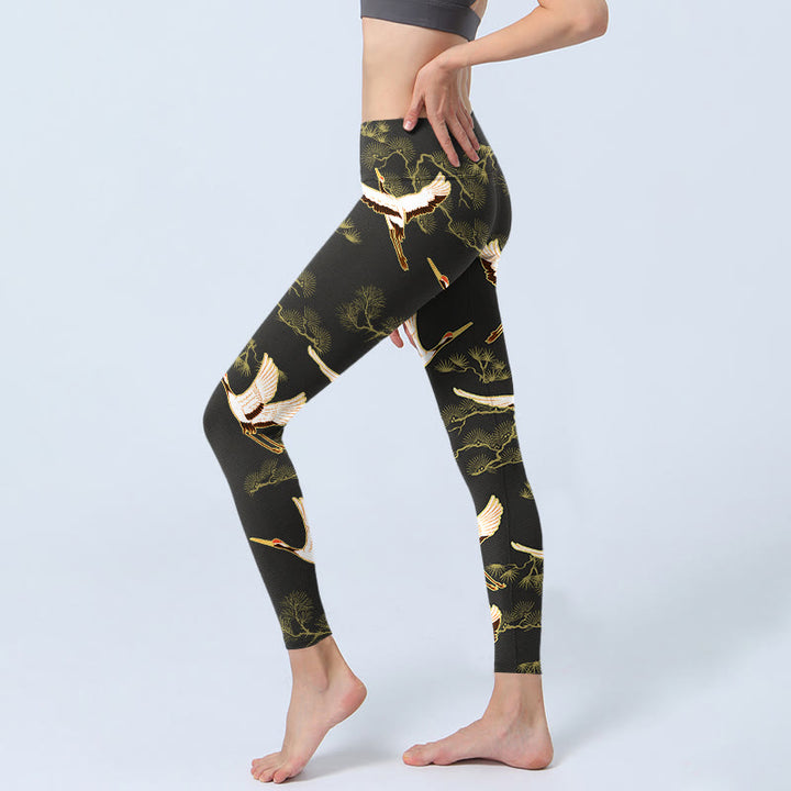 Leggings de sport à imprimé Buddha Stones, grue en plein essor, pin, pantalon de yoga pour femme - image 3
