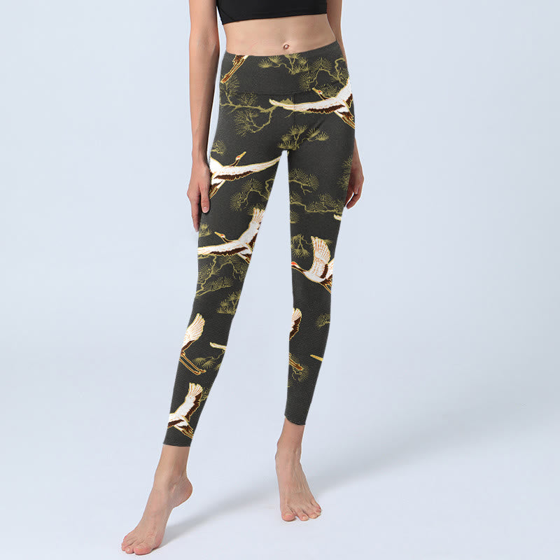 Leggings de sport à imprimé Buddha Stones, grue en plein essor, pin, pantalon de yoga pour femme - image 5