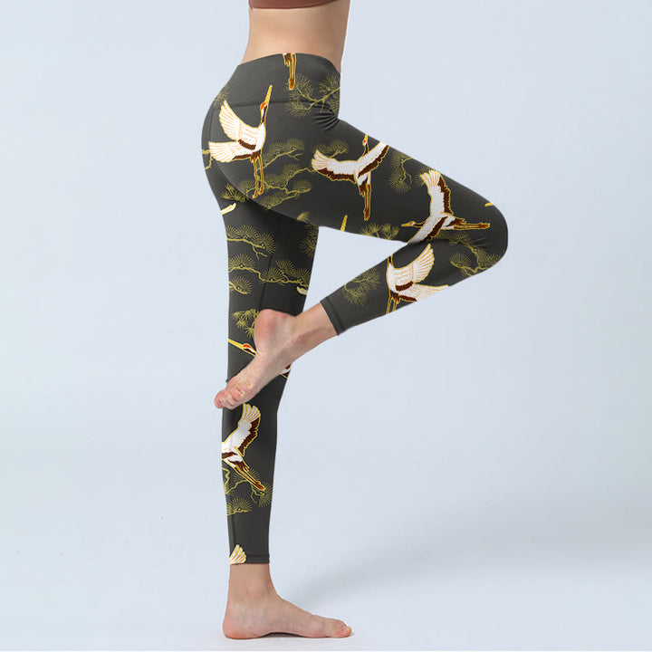 Leggings de sport à imprimé Buddha Stones, grue en plein essor, pin, pantalon de yoga pour femme - image 5