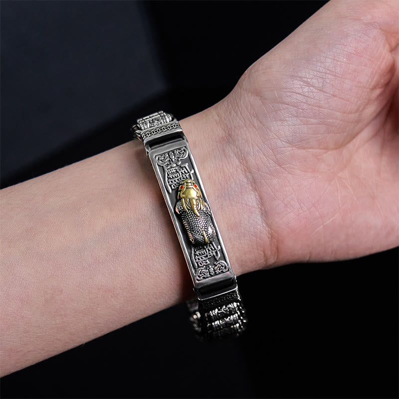 Bracelet en métal avec boucle en cuivre tibétain et Buddha Stones , roue de prière, Sutra du cœur, Pi Xiu
