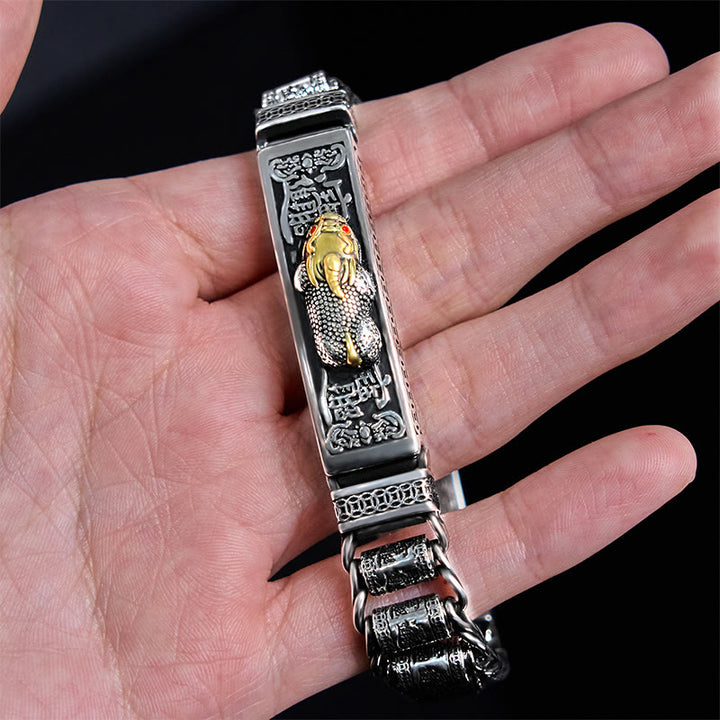 Bracelet en métal avec boucle en cuivre tibétain et Buddha Stones , roue de prière, Sutra du cœur, Pi Xiu