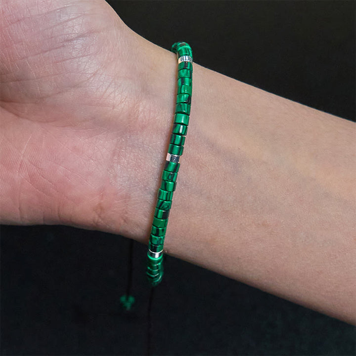 Bracelet de perles d'espacement anti-anxiété en malachite Buddha Stones
