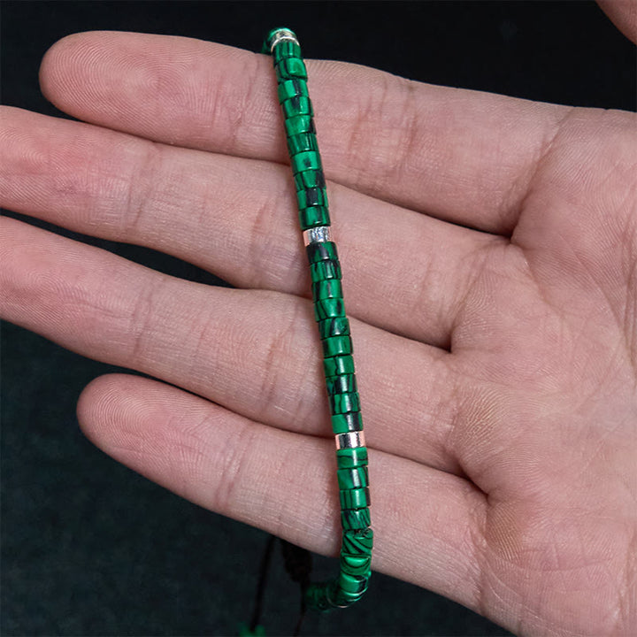 Bracelet de perles d'espacement anti-anxiété en malachite Buddha Stones