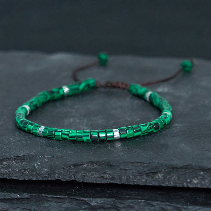Bracelet de perles d'espacement anti-anxiété en malachite Buddha Stones
