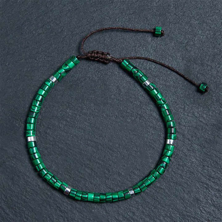 Bracelet de perles d'espacement anti-anxiété en malachite Buddha Stones
