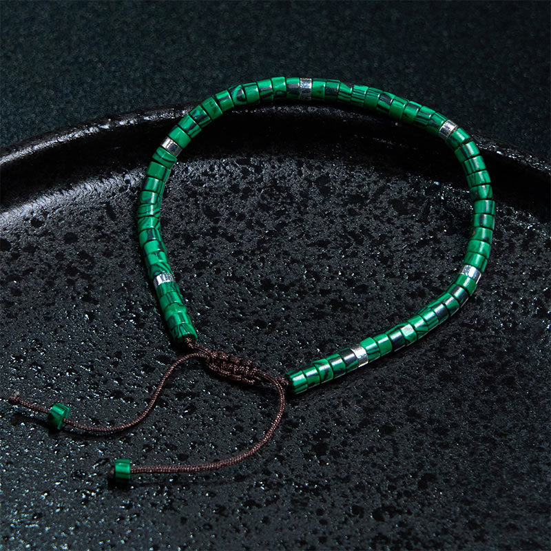 Bracelet de perles d'espacement anti-anxiété en malachite Buddha Stones