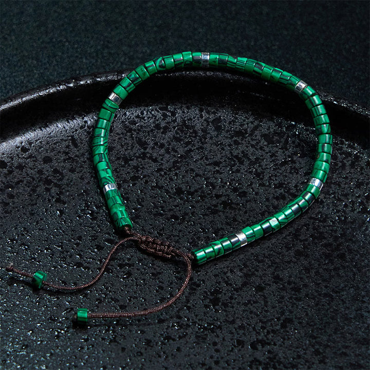 Bracelet de perles d'espacement anti-anxiété en malachite Buddha Stones
