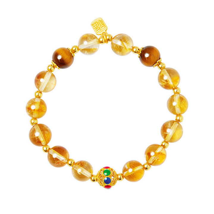 Bracelet de protection œil de tigre en citrine et argent sterling 925 avec Buddha Stones